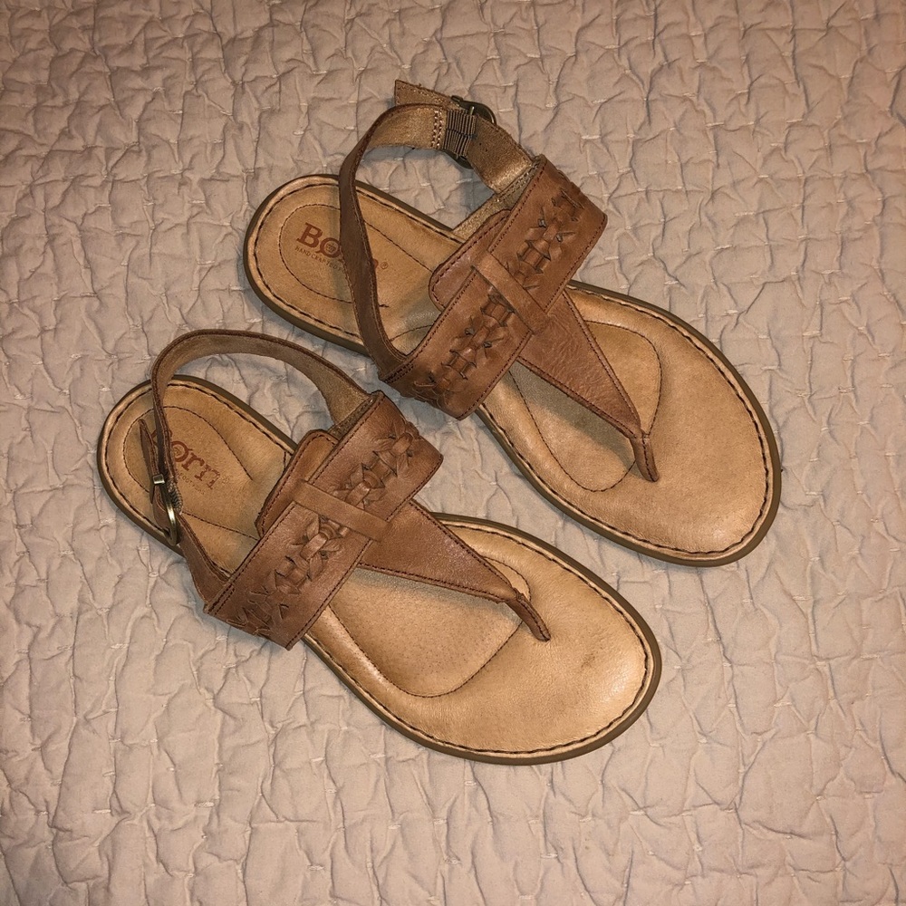 Born brown leather thong braided sandal